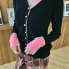 Cardigan de Tricô Color Block Estilo Francês Falso Duas Peças Feminino 2026 Outono/Inverno Novo Design Sense Slim Fit Suéter Color Block A14775