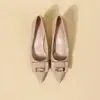 Zapatos de tacón fino color blanco roto para entrevista de mujer Modelo Nuevo 2026 Zapatos negros profesionales para el trabajo Auxiliar de vuelo Funcionario Zapatos formales de tacón alto