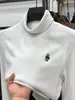 Camada Base Térmica Reversível de Gola Alta para Homens no Inverno com Bordado de Urso, Top Quente de Manga Longa Escovado