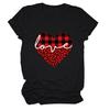 Amazon amor xadrez vermelho e preto estampa de leopardo amor moda estampada camiseta feminina de moda versátil manga curta