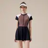 Traje de baño de una pieza talla extra para estudiantes, adelgazante y que oculta el abdomen, traje de baño conservador estilo falda para mujeres ligeramente regordetas