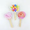 Palitos Decorativos para Bolo de Aniversário Cartões Decoração de Festa Mesa de Sobremesas Inserções de Palito Inserções de Desenho Animado Dupla Face 24 Peças