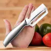 Cuchillo Pelador Multifuncional, Herramienta de Acero Inoxidable para Pelar y Rebanar, Herramienta de Cocina para Frutas, Cuchillo de Caña de Azúcar Todo Acero Dos en Uno