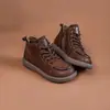Botas Nuevas de Cremallera Lateral Otoño e Invierno 2024 Botines Cortos Vintage de Piel Genuina Capa Superior de Piel de Vaca para Mujer Botines Cortos Casuales Planos de Punta Redonda
