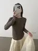 Camiseta base de lana de punto fino estilo coreano, cuello redondo, manga larga, prenda de punto para mujer, 26º otoño, nueva, corte entallado, top para ir al trabajo