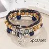 Set de Pulseras Estilo Bohemio con Cuentas Pequeñas y Colgantes de Hojas, Accesorios para Fotos, Venta Directa del Fabricante, Popular en Venta Transfronteriza Estilo Europeo y Americano