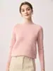 Suéter pullover de punto grueso 100% lana de cabra pura para mujer con cuello semialto y hombros raglán, perfecto como capa base