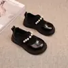 Zapatos de Cuero para Niñas 2025 Primavera y Otoño Nuevos Zapatos para Niños Estilo Coreano Lazo de Perlas Zapatos de Princesa Moda Versátil Zapatos Individuales para Niños