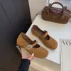 Zapatos Mary Jane para Mujer, Estilo Retro, Aumentan la Altura, Zapatos Bajos de Otoño, Gamuza, Velcro, Punta Cuadrada, Nuevo Modelo 2026, Pedrería, Versátiles
