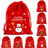 Suministro directo transfronterizo bolsa grande de terciopelo rojo navideño bolsa de regalo para joyería bolsa de regalo para dulces de manzana de Papá Noel