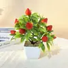 Listo para Envío Transfronterizo 14 Frutas Grandes Bonsái Artificial Año Nuevo y Festival de Primavera Plástico Fruta Roja en Maceta Mesa Árbol Frutal Falso Adornos