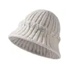 Sombrero de Pescador Simple Tejido Estilo Japonés para Mujer, Otoño e Invierno, Elegante Casual, Pequeño Sombrero de Pescador de Lana Adelgazante, Cálido y a la Moda
