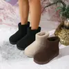 Lana de oveja, lindos y cálidos, botines cortos color beige nuevos con forro de felpa, estilo bosque retro, botas de nieve invierno 2026, zapatos planos de algodón para mujer