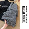 Pantalones de cuadros retro para mujer, pantalones casuales finos y holgados de otoño, pantalones de pierna ancha de cintura alta estilo coreano para mujeres petite