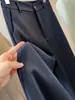Pantalones de traje estrechos de pierna ancha estilo commuter para mujer, nuevo modelo de otoño, cintura alta elástica, sueltos y fluidos, adelgazantes, pantalones casuales de pierna recta