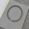 Collar de perlas de vidrio apiladas de doble capa con hebilla de 8 palabras microincrustada, cadena larga de cáñamo gris para suéter, multiusos