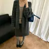 Cárdigan de punto a rayas con bloques de color, de estilo coreano y corte relajado para mujer, con mangas tipo farol amplias, tela suave y engrosada, y un diseño casual, perfecto para otoño e invierno