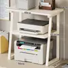 Pequena prateleira para impressora, prateleira de camada dupla na mesa, armazenamento de copiadora para mesa de escritório, suporte de mesa