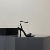 2023 Nuevo Verano Tacones Altos de Satén con Lazo Sandalias Sexy para Mujer con Pedrería Letra Tacón Fino Punta Abierta Rosa