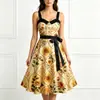 2026 Nuevo Modelo Vestido de Tirantes con Estampado Floral Artístico Vintage para Mujer, Impresión Digital 3D, para Comercio Electrónico Independiente y Amazon