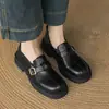 Sapatos de salto grosso femininos 2025 primavera novo estilo britânico plus size sapatos femininos versáteis temperamento de trabalhadora sapatos pequenos de couro mocassins