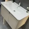 Gabinete de Alumínio Colmeia Cor Café com Leite para Banheiro com Painel de Porta em Aço Inoxidável, Gabinete Principal com Luz de Sensor, Gabinete Espelhado, Jinbaisheng Banheiro 1131