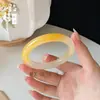 Pulseira de Jade Dragão Amarelo Atacado, Pulseira de Jade Tipo Gelo Cor Dourado Champagne para Mulheres, Pulseira de Jade, Pulseira Cor Esmeralda, Luxo Leve de Nicho