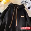 Suéter grosso estilo Hong Kong 2024 masculino outono e inverno Novo jaqueta casual com capuz espessada forrada com fleece retrô americano masculino