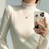 Tejido de Hilo Retorcido, Camiseta Base de Punto de Encaje de Cuello Alto, Suéter Otoño e Invierno 2026, Top de Ropa Interior de Alta Gama