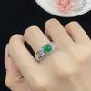 Ágata Calcedônia Verde Natural Conjunto de Três Peças Anel de Abertura de Diamante Completo Elegante Brincos de Pingente de Luxo Feminino terno