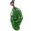 Colgante de jade Hetian de imitación al por mayor de fábrica Material de Mongolia Exterior colgante verde espinaca collar de cuero y jade para hombres y mujeres