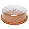 Prato para Bolo de Carbono com Tampa Plástica 28cm x 28cm x 9.5cm Bambu - Lyor
