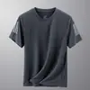 Camiseta deportiva de verano para hombre, manga corta, tres rayas, secado rápido, malla fina, transpirable, absorbe el sudor, corte holgado y elástica