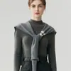 Suéter de punto base para mujer, de primera línea, listo para usar, sin costuras, 100% cachemira pura, cuello semi-alto, acanalado, corte ajustado, adelgazante