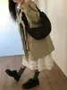 Bolso de Hombro de Silla de Montar de Encaje Vintage con Puntos Polo Corea del Sur Ins Nicho Lindo con Cordones Hombros Plisados Bolso Cruzado para Todo