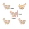 Nuevo Colgante de Mariposa con Incrustaciones de Diamantes Dorados Aleación KC para Pulsera, Llavero, Collar, Pendiente Decoración Colgante W686