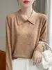 Suéter de punto para mujer, ajuste slim, nuevo cuello polo, jersey de manga larga para usar en capas o como prenda exterior, corte holgado para otoño e invierno