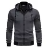 Moletom esportivo masculino transfronteiriço, nova coleção primavera/outono, moderno e casual, caimento justo, design color-block, visual em camadas, peça externa leve