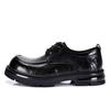 Zapatos Derby informales de cuero genuino para hombre, estilo coreano, británico, con punta redonda y aumento de altura.