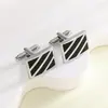 Botones de Puño Cuadrados Negros Pintados con Esmalte para Camisa de Hombre Traje Botones Franceses