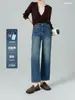 Pantalones de pierna recta tipo cigarrillo con bordados, de cintura alta, adelgazantes, elásticos en 4 direcciones, novedad de otoño para mujer