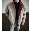 Chaqueta de cuero PU con cuello alto y teñido anudado retro, de estilo americano para hombre, de alta gama, elegante y genial, chaqueta de cuero extragrande, top estilo motociclista