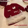 [Casa Rosa] Vestido Vestido Niñas 2025 Navidad Gigante Hermoso Lazo Malla Más Terciopelo Transfronterizo