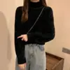Suéter grueso suave glutinoso para mujer, otoño e invierno, suéter de punto holgado, top interior cálido, pelo de visón, cuello medio alto, suéter básico