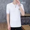 Camisa Tricotada Masculina Moderna de Seda Gelo Novo Estilo Bonito High-End Moda Verão Slim Manga Curta Top de Verão