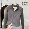 Conjunto de Yoga Forrado de Polar para Mujer, Chaqueta de Cuello Alto con Cremallera Ajustada, Calidez que Mantiene la Temperatura, Conjunto Deportivo para Correr Pilates Otoño Invierno