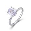 Anillo Minimalista de Gema Color Huevo de Paloma para Mujer Plata S925 Corte Rosa Milenio Zirconia de Color Anillo de Compromiso Anillo Simple de Moda
