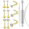 Brincos de Nariz, Piercings de Lábio, Piercings de Cartilagem Auricular de Aço Inoxidável Europeus e Americanos, Joias para Piercing Corporal com Cravação de Diamantes, Atacado da Cadeia de Suprimentos