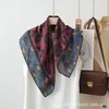 Nuevo Pañuelo de Seda Estampado con Bloques de Color de Doble Cara 2026 para Mujer, Estilo Vintage Primavera y Otoño, Bufanda Cuadrada Grande Favorecedora, Versátil Protección para el Cuello, Pañuelo de Protección Solar