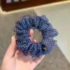 Scrunchie xadrez de rede, estilo coreano, prendedor de cabelo simples e versátil, durável e não danifica o cabelo, elástico de cabelo, acessório de cabelo